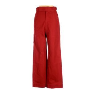 LACAUSA Deep Bright Red High Waisted Straight Pants 2